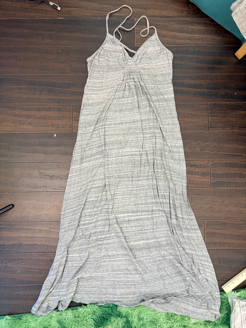 Banana Republic Heather Gray Strappy Maxi Dress